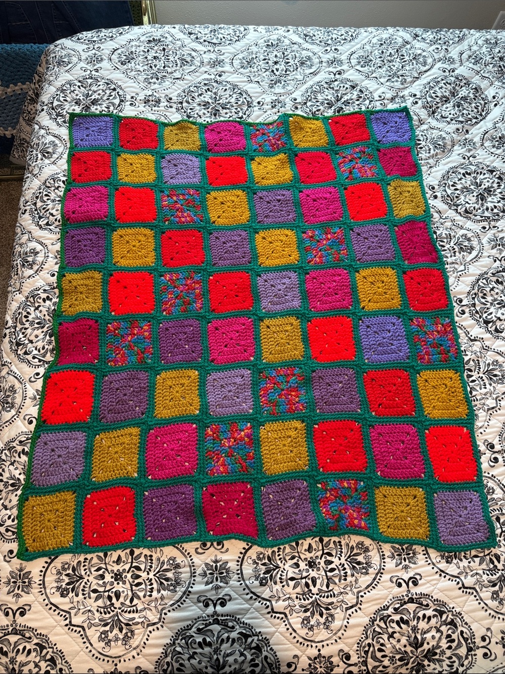 Handmade Multicolor Granny square Crochet lap Blanket